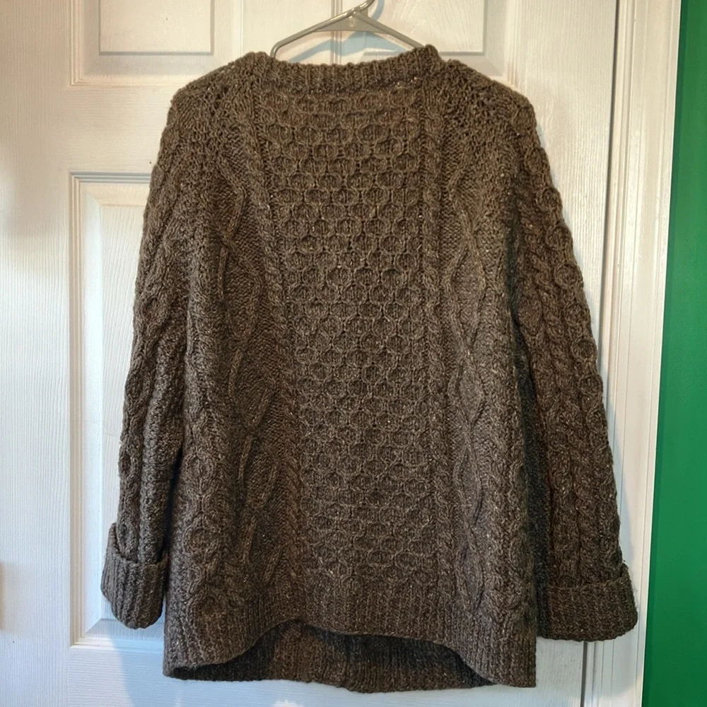 Classic Cable Knit Brown Women's Cardigan Sweater oversized medium large - Picture 5 of 5